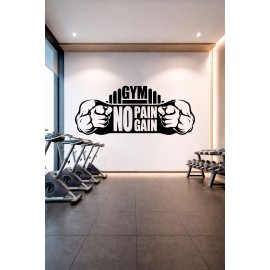 No Pain No Gain Yazılı Fitness Motivasyon Dekoru - Spor Salonu Sticker