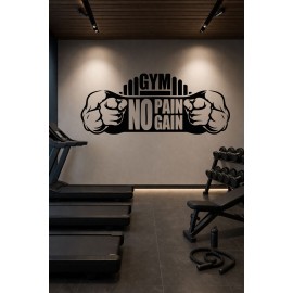 No Pain No Gain Yazılı Fitness Motivasyon Dekoru - Spor Salonu Sticker
