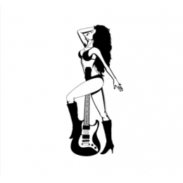 Gitarcı Seksi Kadın Duvar Yazısı Cam Vitrin Sticker Yapıştırma