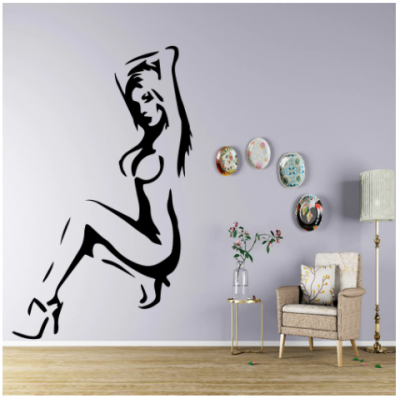 Seksi Kadın Duvar Yazısı Cam Vitrin Sticker Yapıştırma