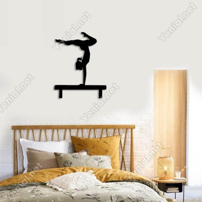 jimnastik Yapan Kız Spor Duvar Oda Ev Aksesuarı Ahşap Tablo 39x50cm