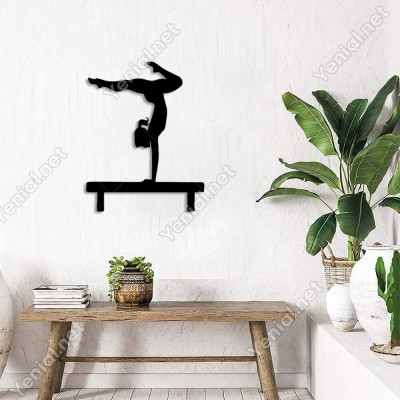 jimnastik Yapan Kız Spor Duvar Oda Ev Aksesuarı Ahşap Tablo 39x50cm