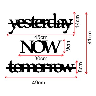 Yesterday Now Tomorrow Yazısı Ahşap Tablo Duvar Oda Ev Aksesuarı 50x41cm