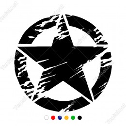 Army Asker Yırtık Efektli Yıldız  Sticker 2 Adet Sağ Sol Set Araba Sticker, Oto Sticker, Araba Çıkartmaları, Jeep için Aksesuarlar, 4X4 Sticker, Laptop ve Duvar için
