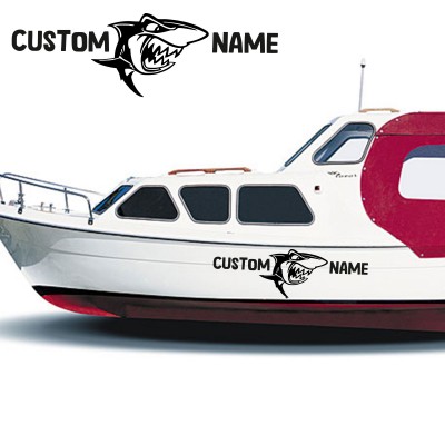 Gemiye Tekneye Özel İsimli Sticker Köpek balığı Özel İsim Tekne Sticker, Vinil Sticker, Tekne Sticker
