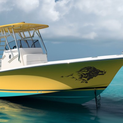 Yaban Domuzu Tekne Sticker, Vinil Sticker, Tekne Sticker 