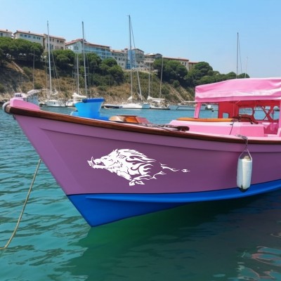 Yaban Domuzu Tekne Sticker, Vinil Sticker, Tekne Sticker 