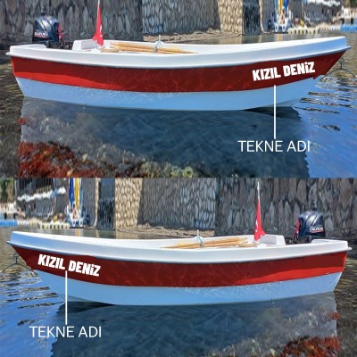 Kişiye Özel kızıl Deniz Boat Tekne Sticker, Vinyl Sticker, Boat Sticker (Set 5 adet Sağ Sol Olacak Şekilde)