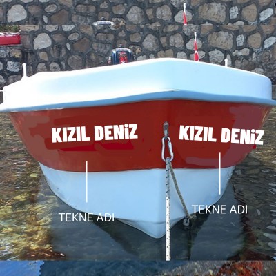 Kişiye Özel kızıl Deniz Boat Tekne Sticker, Vinyl Sticker, Boat Sticker (Set 5 adet Sağ Sol Olacak Şekilde)