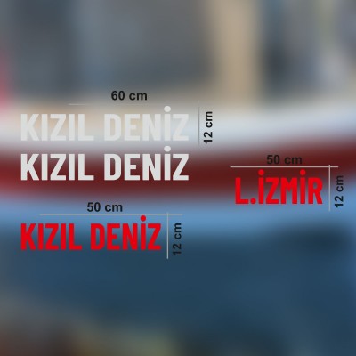 Kişiye Özel kızıl Deniz Boat Tekne Sticker, Vinyl Sticker, Boat Sticker (Set 5 adet Sağ Sol Olacak Şekilde)