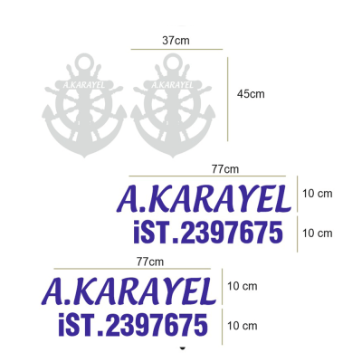 Kişiye Özel A.Karayel Tekne Yat Deniz Çapası Sticker Yapıştırma 