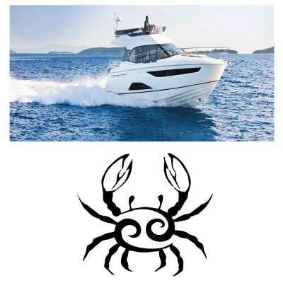 Kişiye Tekneye Yatlara Özel Yengeç Burcu Logo Yazısı Sticker Yapıştırma 