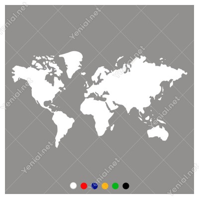 Dünya Haritası Duvar Oda Salon İş Yeri İçin Sticker 60x33cm