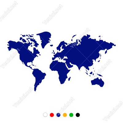 Dünya Haritası Duvar Oda Salon İş Yeri İçin Sticker 60x33cm