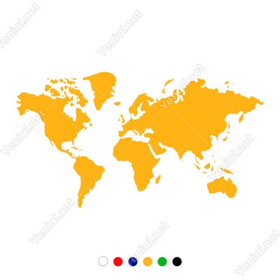 Dünya Haritası Duvar Oda Salon İş Yeri İçin Sticker 60x33cm