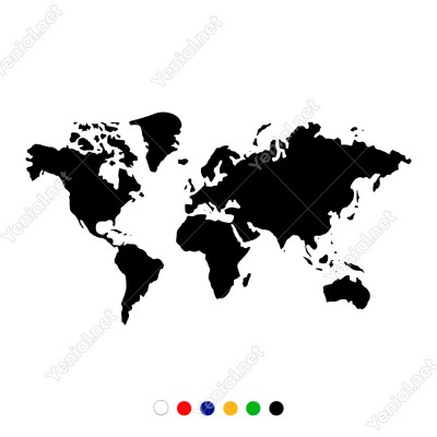 Dünya Haritası Duvar Oda Salon İş Yeri İçin Sticker 60x33cm