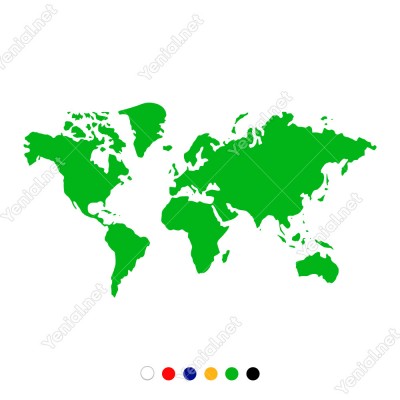 Dünya Haritası Duvar Oda Salon İş Yeri İçin Sticker 60x33cm