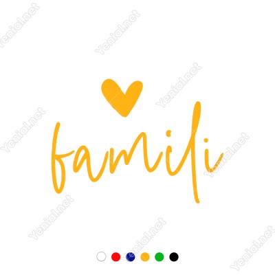 El Yazısı ile Yazılmış Famili Duvar Yazısı Sticker 60x43cm