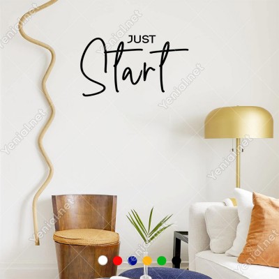 El Yazısı ile Yazılmış Just Start Yazısı Sticker 60x33cm