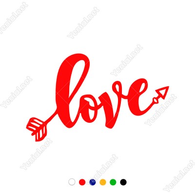 El Yazısı ile Yazılmış Love Yazısı Sticker 60x37cm