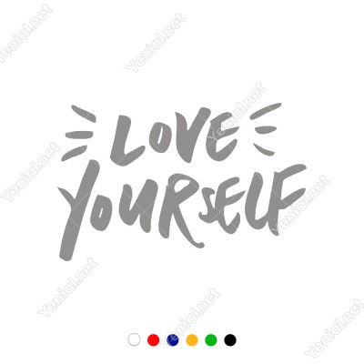 El Yazısı ile Yazılmış Love Yourself Yazısı Sticker 60x38cm