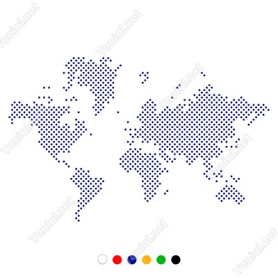 Nokta Nokta Dünya Haritası Duvar Oda Salon İş Yeri İçin Sticker 100x63cm