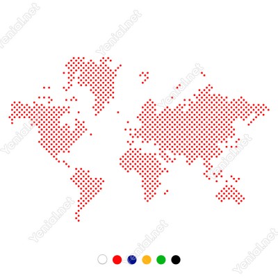 Nokta Nokta Dünya Haritası Duvar Oda Salon İş Yeri İçin Sticker 60x38cm