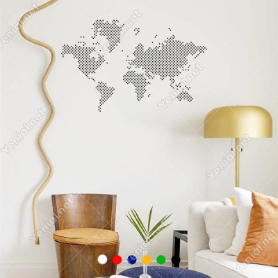 Nokta Nokta Dünya Haritası Duvar Oda Salon İş Yeri İçin Sticker 60x38cm