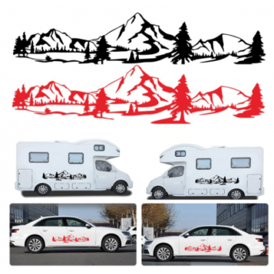 RV sticker ağacı çıkartması dağ sahnesi araba Sticker orman vinil grafik kiti Camper RV römork araba aksesuarları