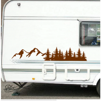 SUV RV Camper Offroad ağacı orman araba dekor doğa sahne dağ çıkartması Woodland kereste araba vinil sanat Sticker dekorasyon
