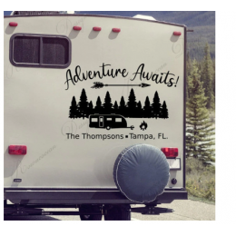 Adventure awaits ağaç karavan sticker