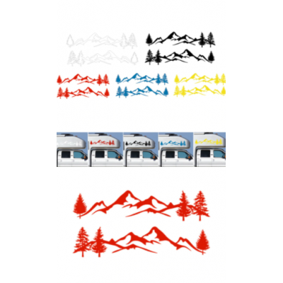 RV sticker ağacı çıkartması dağ sahnesi araba Sticker orman vinil grafik kiti Camper RV römork araba aksesuarları