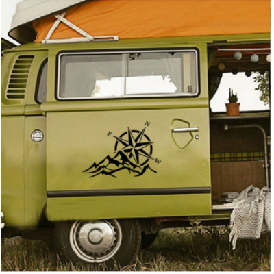 2 adet pusula Camper dağ karavan sticker