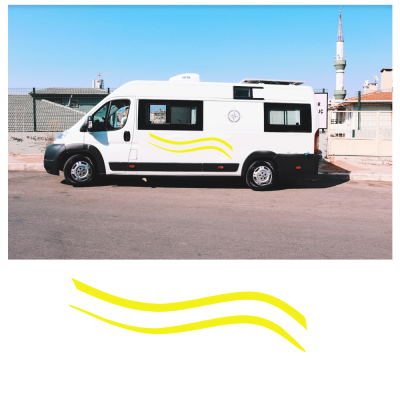 Kişiye Karavana özel çift dalgalı çizgi sticker Yapıştırma 