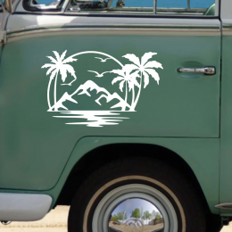 Palmiye Ağacı Karavan - Araç Sticker Yapıştırma