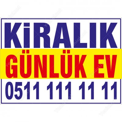 Kiralık Günlük Ev Branda Branda Afişi (Sarı Mavi Renk)