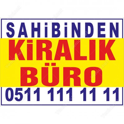Sahibinden Kiralık Büro Branda Branda Afişi (Sarı Mavi Renk)