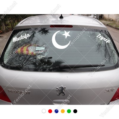Ay Yıldızı ve Kişiye Özel 2 Adet İsim Stickerları