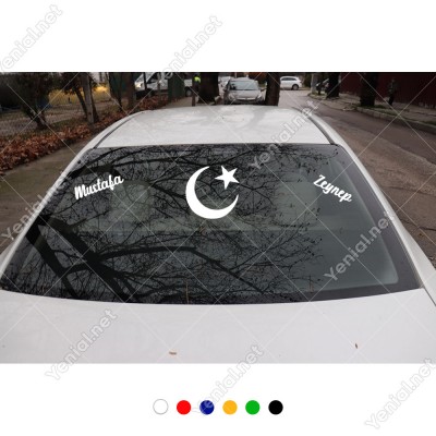 Ay Yıldızı ve Kişiye Özel 2 Adet İsim Stickerları