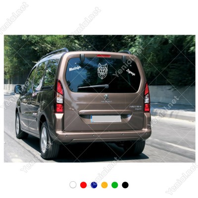 Çizgi Halinde Kurt ve Kişiye Özel 2 Adet İsim Stickerları