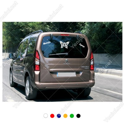 Detaylı Kelebek Çizimi ve Kişiye Özel 2 Adet İsim Stickerları