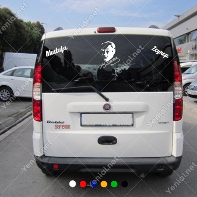 Kemal Atatürk İmzası ve Kişiye Özel 2 Adet Yazı Araç Stickerları