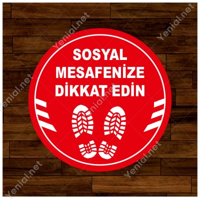 Ayakkabı İzi ve Sosyal Mesafeyi Koruyunuz Yazısı Sticker