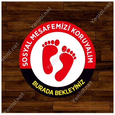 Lütfen Sağlığınız İçin Sosyal Mesafeyi Koruyalım Yazısı Kırmızı Ve Siyah Renk Sticker