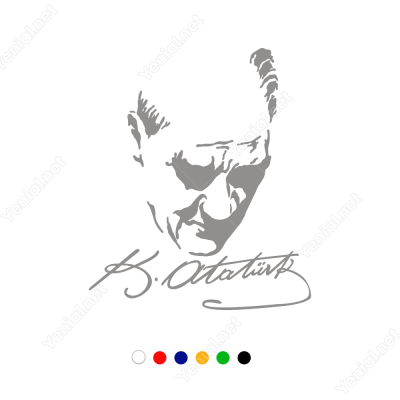 Gazi Mustafa Kemal Atatürk Yüzü Araç Stickeri
