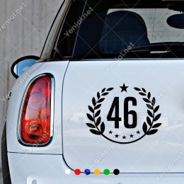46 Yazısı ve Küçüklü Büyüklü Yıldızlar Araba Oto Sticker