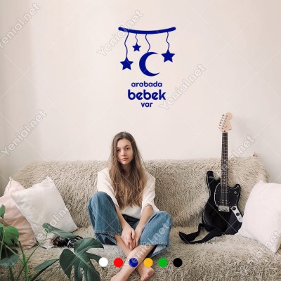 Arabada Bebek Var - Ay yıldız Modifiye Araba Sticker