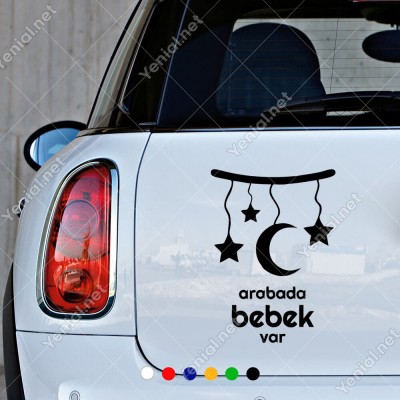 Arabada Bebek Var - Ay yıldız Modifiye Araba Sticker