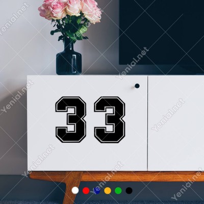Dış Kontürlü 33 Numara Sayısı Sticker Yapıştırma
