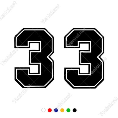 Dış Kontürlü 33 Numara Sayısı Sticker Yapıştırma